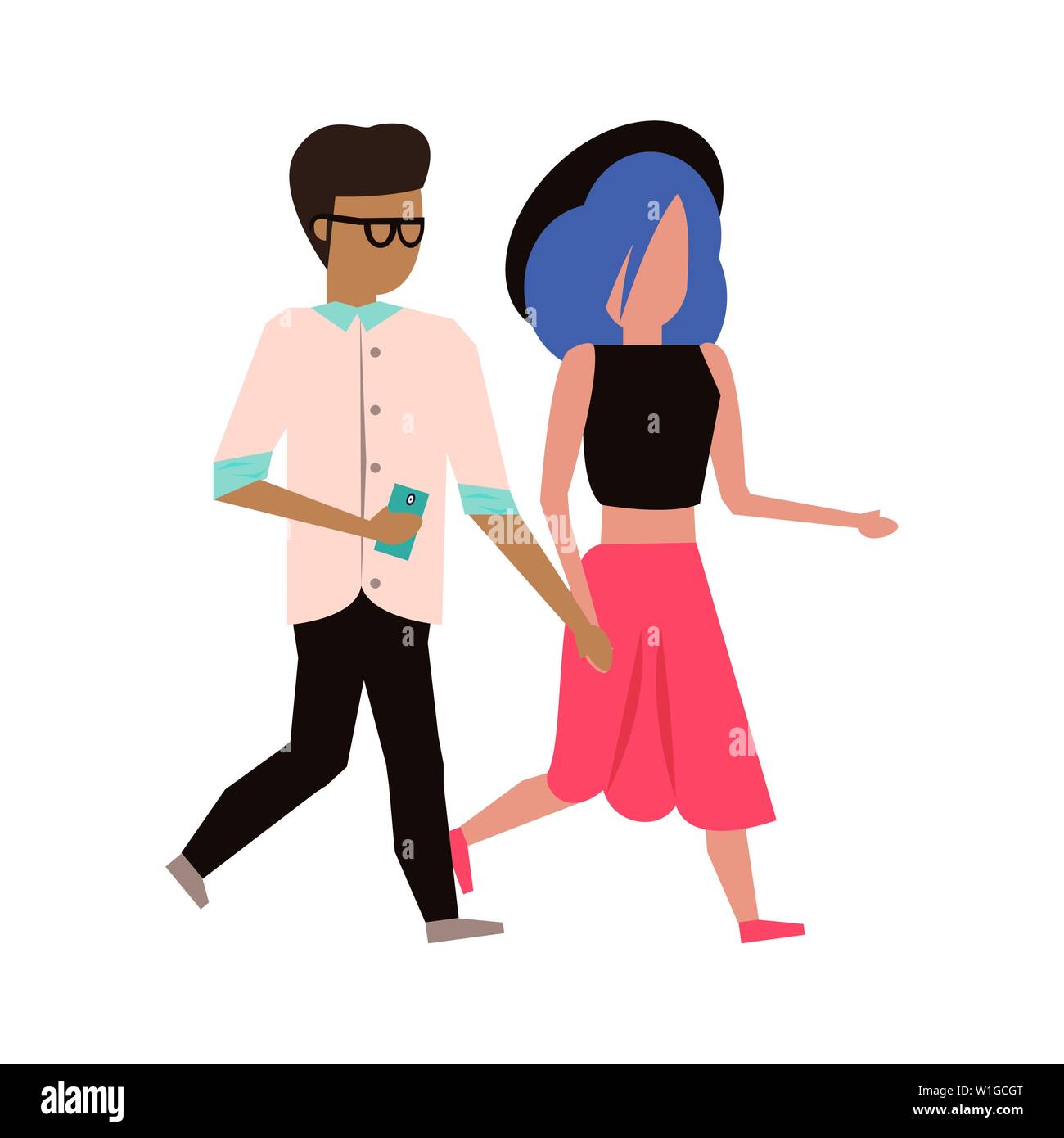 Young couple cartoon profile isolated Stock Vector Image & Art - Alamy