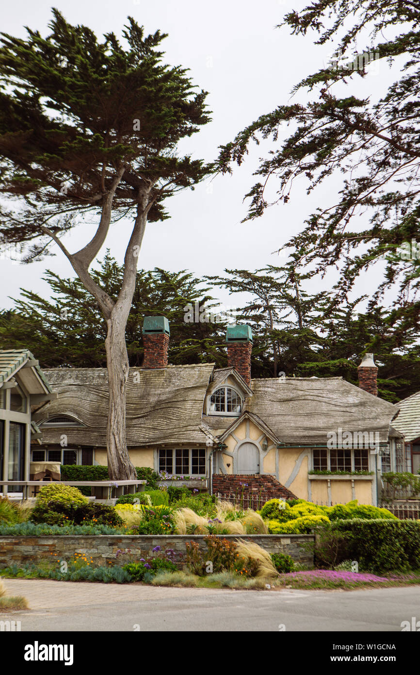 Historic Artists Colony with Fairytale Flair in Carmel by the Sea, Monterrey, California, USA Stock Photo