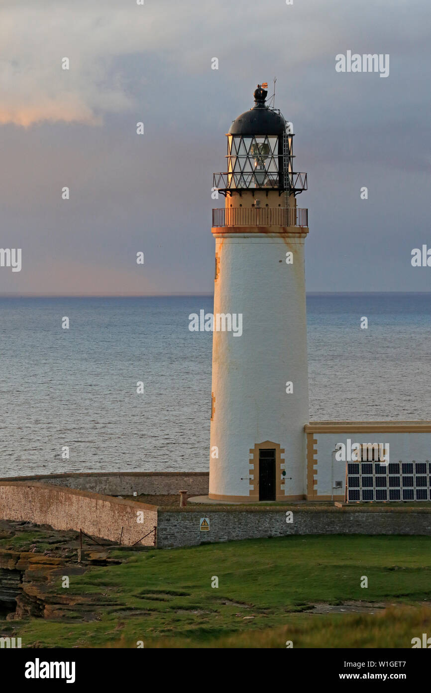 Noup Head Lighthouse in the evening on Westray Orkney Scotland Stock Photo