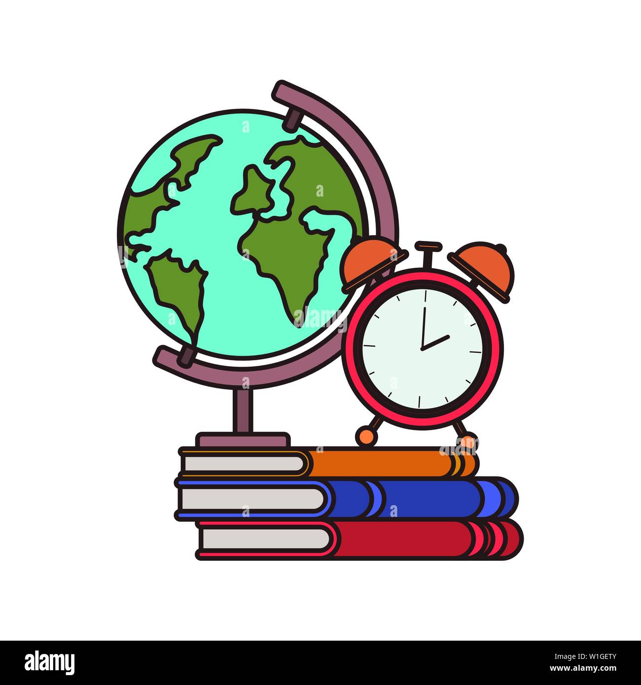 stack of books with globe on white background Stock Vector Image & Art ...