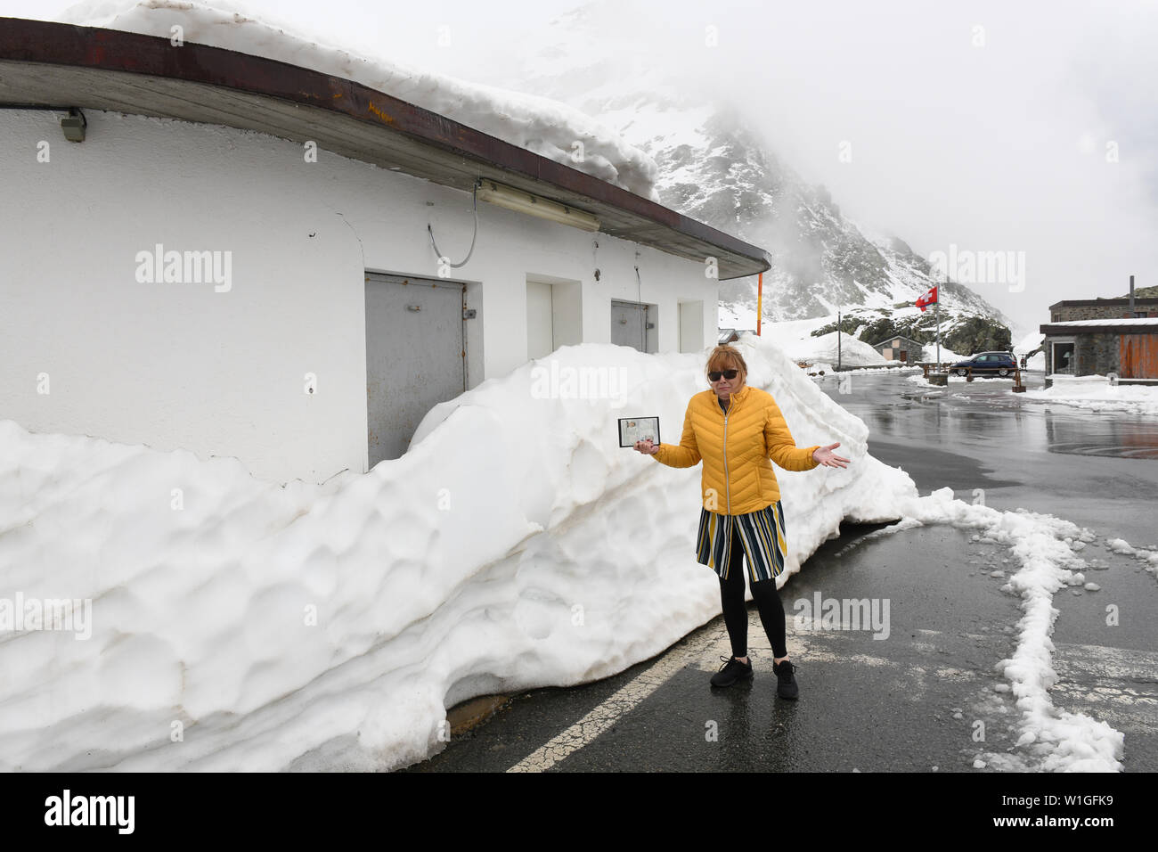 Abandoned border customs post on Great St Bernard Pass on the Italian - Swiss border Stock Photo