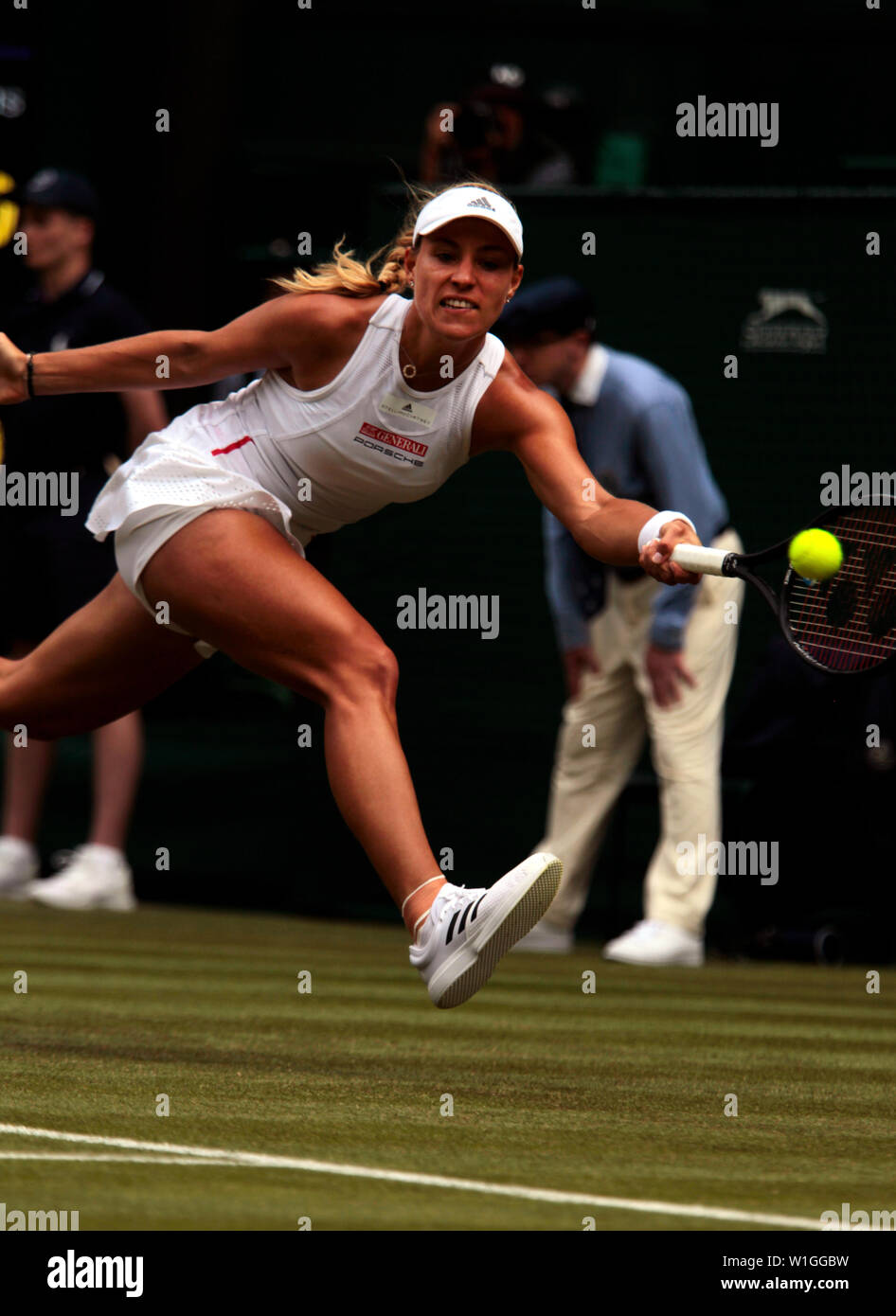 Wimbledon, 2 July 2019 - Germany's Angelique Kerber during her first round  victory over countrywoman Tatjana Maria on Centre Court at Wimbledon today.  Credit: Adam Stoltman/Alamy Live News Stock Photo - Alamy