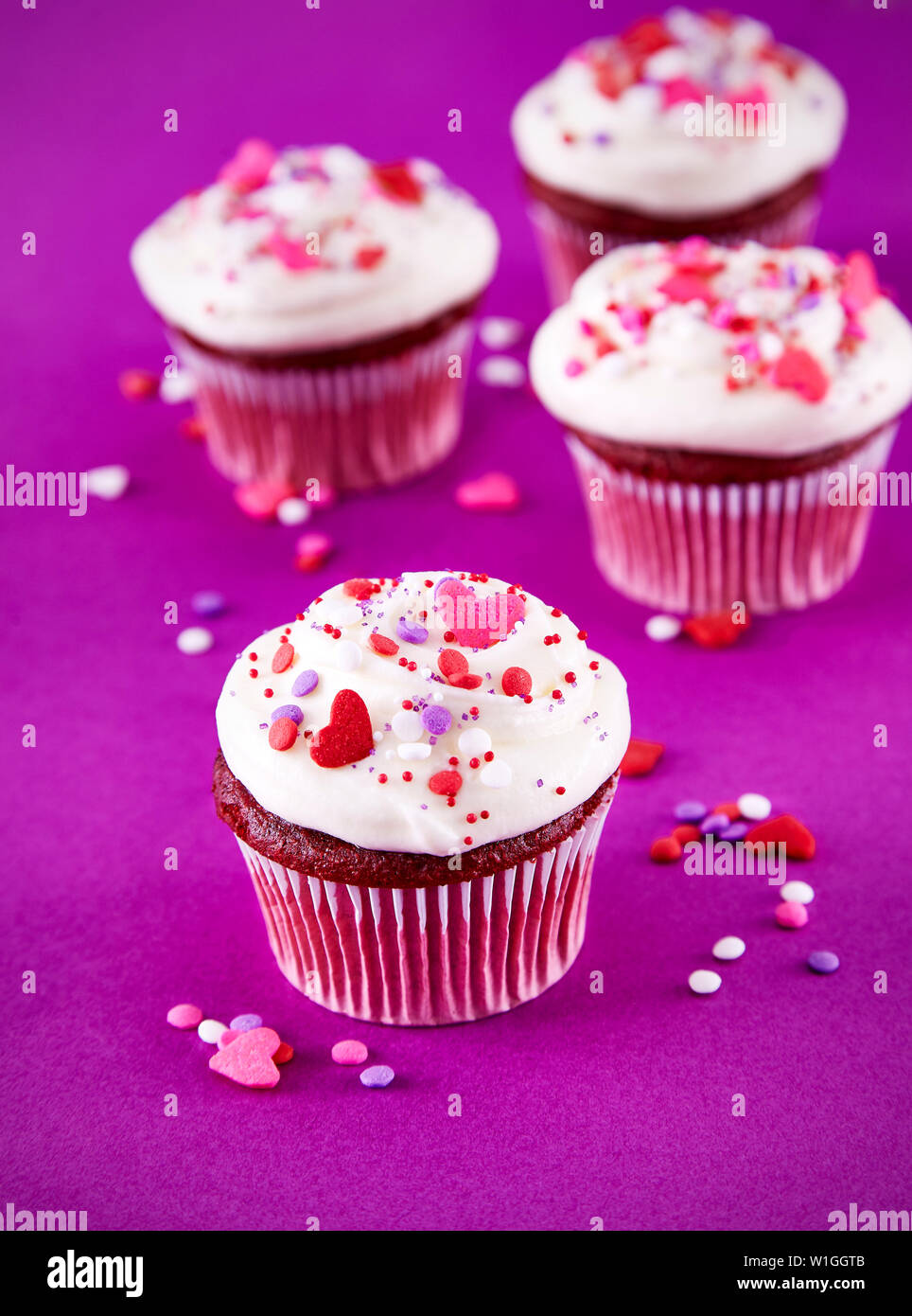 Delicious Valentine cupcakes Stock Photo