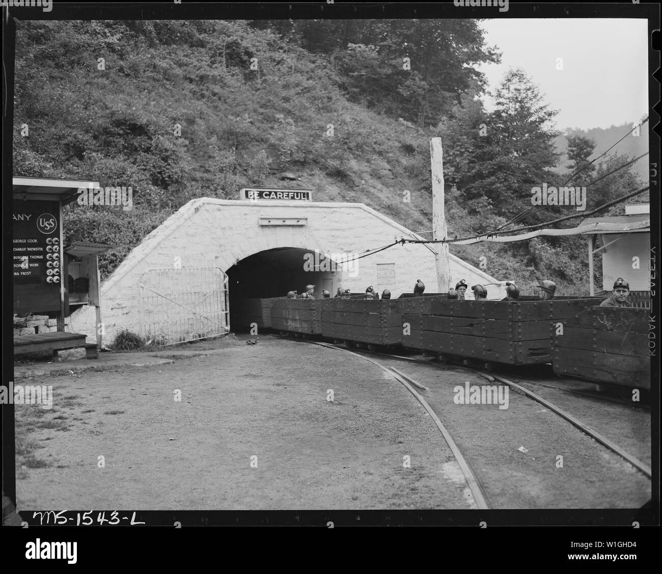Mantrip entering mine u s coal and coke company Black and White Stock
