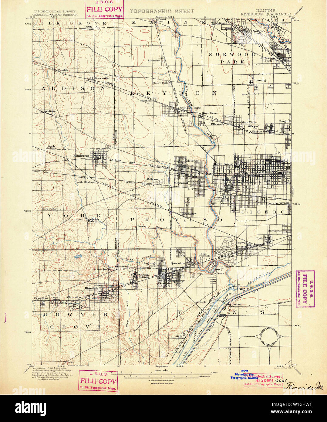 Riverside map illinois hi-res stock photography and images - Alamy