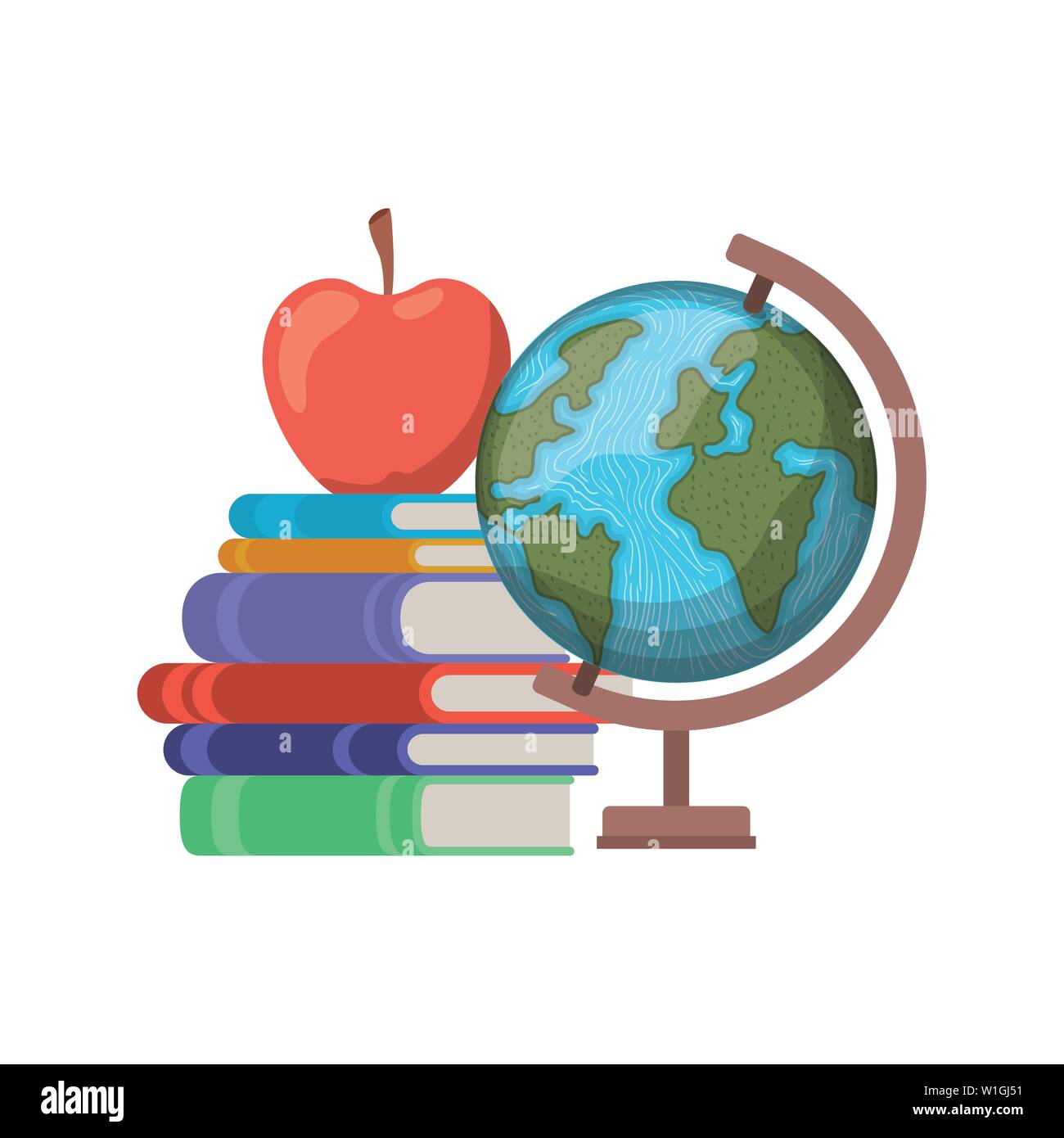 stack of books with globe on white background Stock Vector Image & Art ...