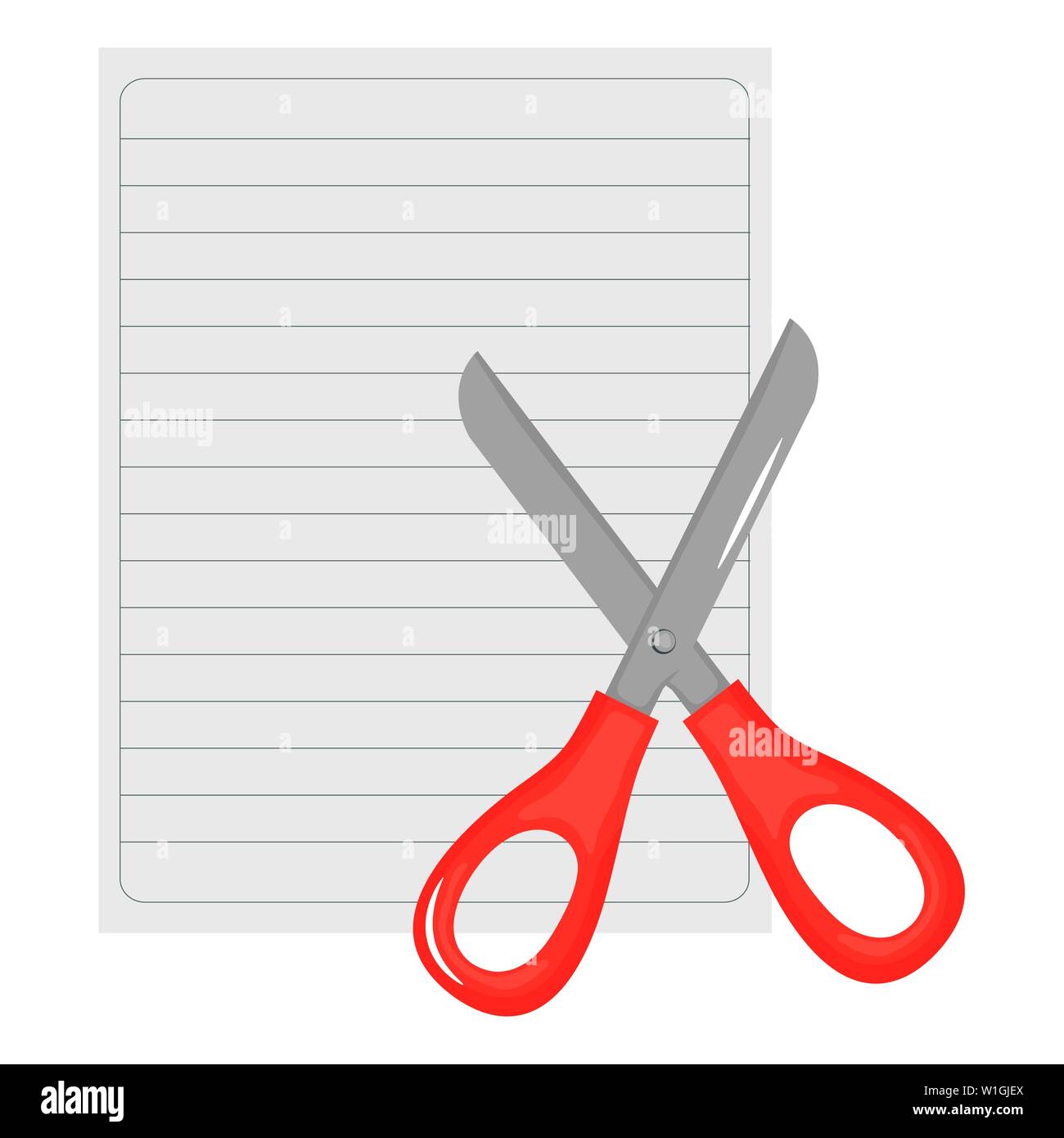 sheet of notebook paper with scissors vector illustration design Stock Vector Image &amp; Art - Alamy