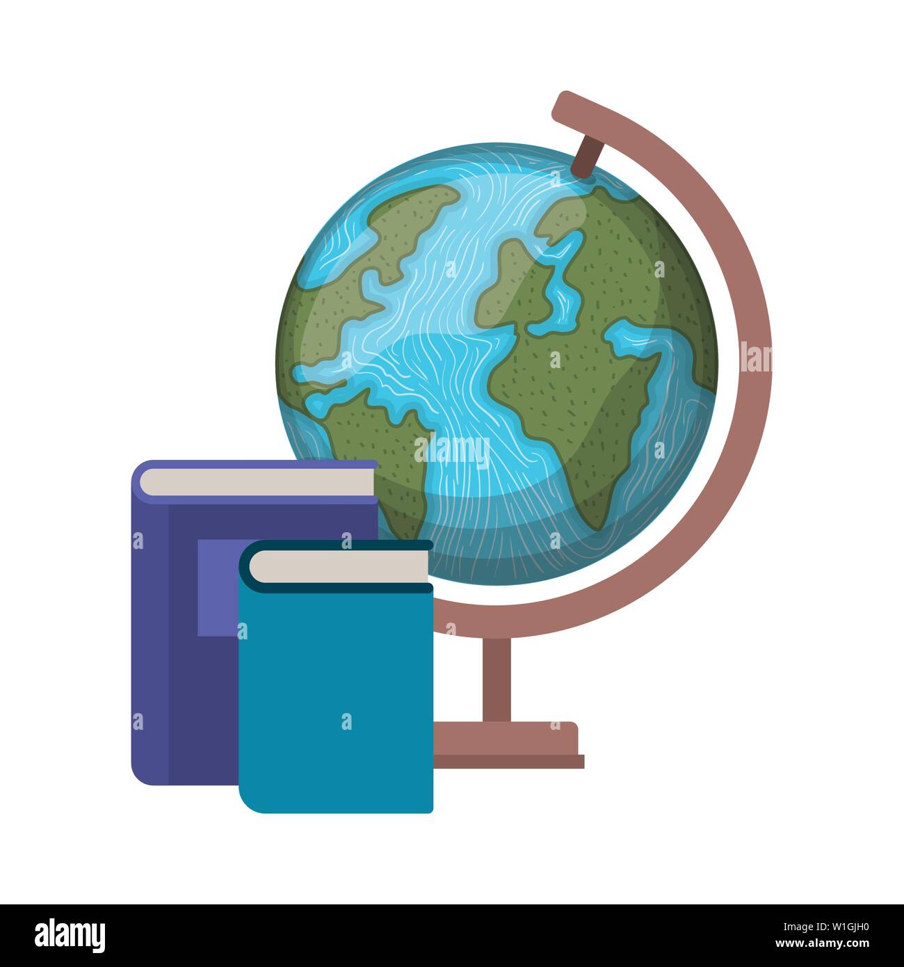 stack of books with globe on white background Stock Vector Image & Art ...