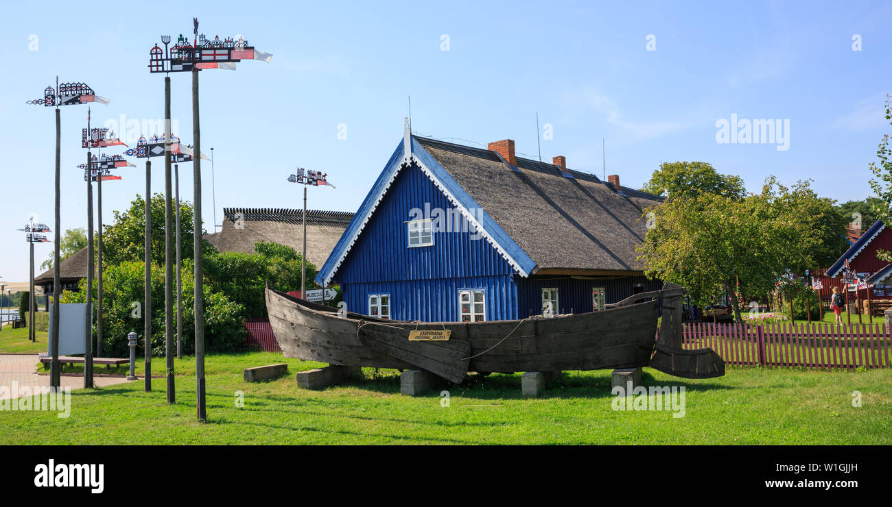 Traditional blue house in baltic countries Latvia Lithuania Estonia
