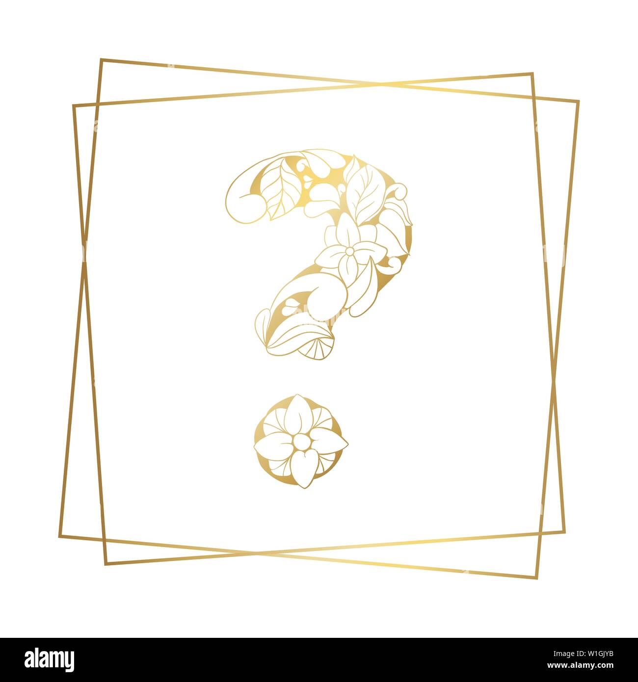 Golden and White Floral Ornamental Alphabet, Initial Question Mark Font