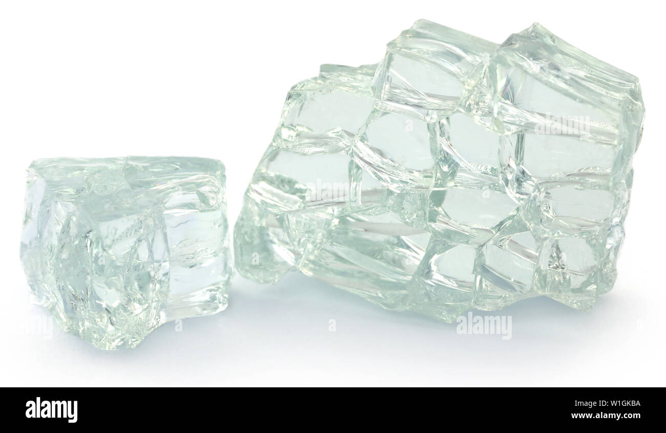 Broken glass isolated over white background Stock Photo