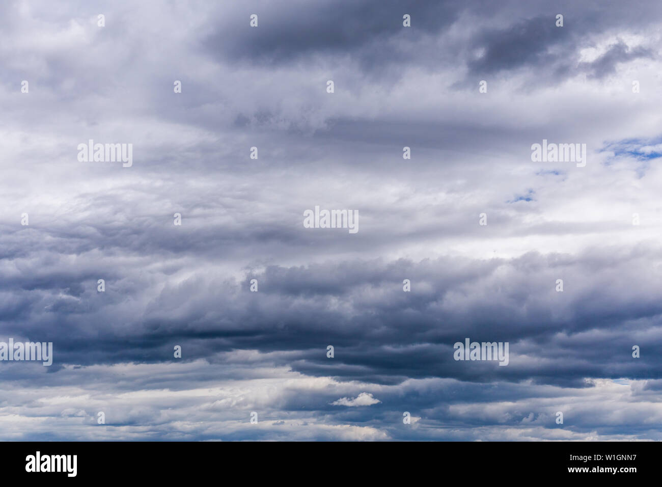 gray incoming near storm clouds daylight backdrop. Stock Photo