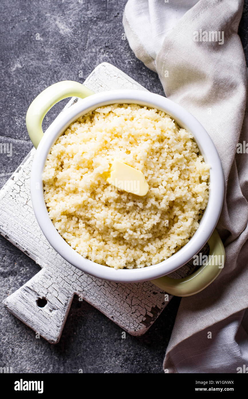 Couscous with butter in pot Stock Photo Alamy