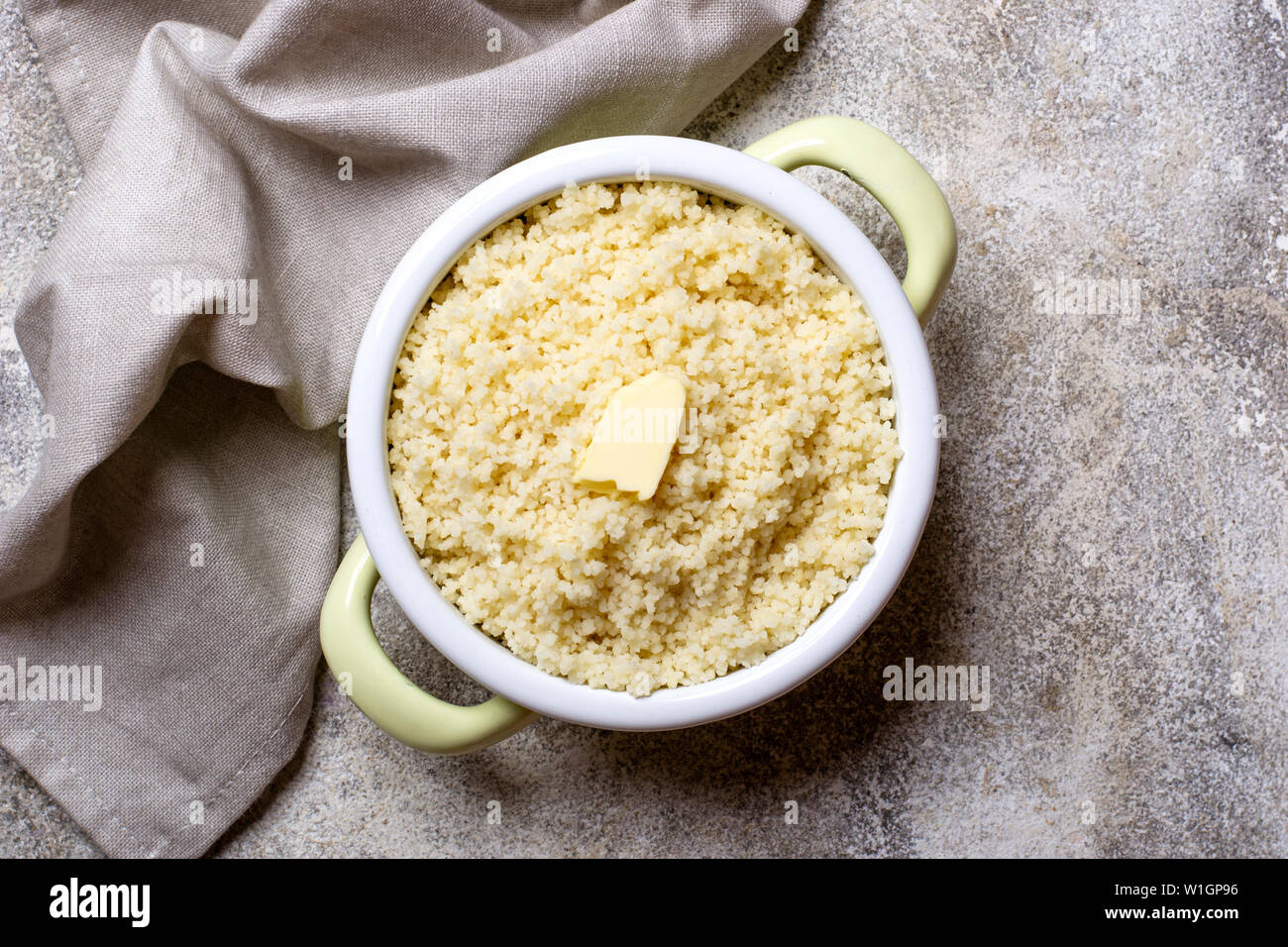 Couscous with butter in pot Stock Photo Alamy