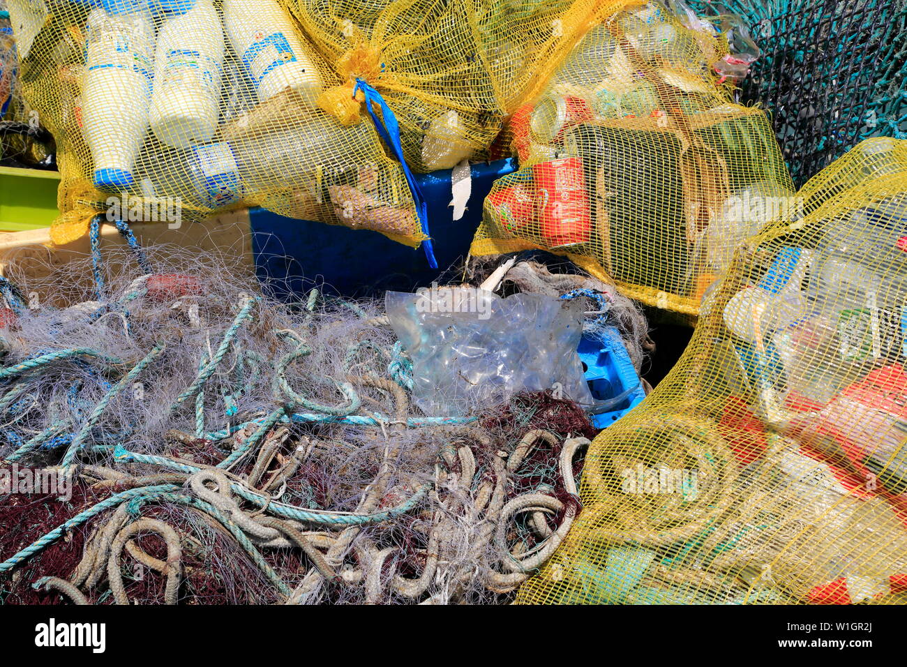 Plastic discarded in the sea, a danger to marine life. Planet Earth is mankind's dustbin Stock Photo