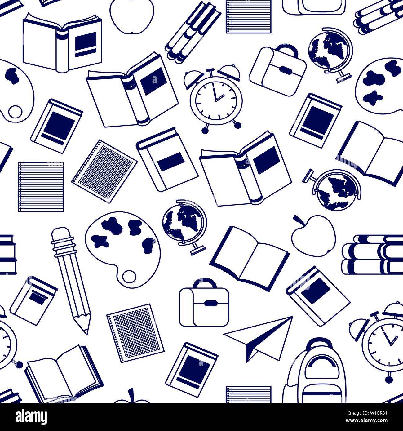 pattern of school supplies on white background Stock Vector Image & Art ...