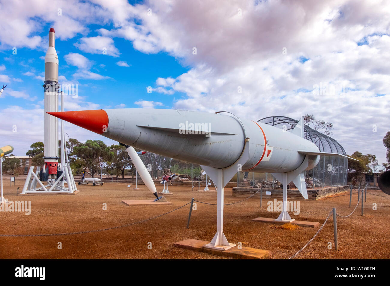 Woomera National Aerospace and Missile Park, Royal Australian Air Force (RAAF) Woomera Heritage Centre, South Australia. Stock Photo