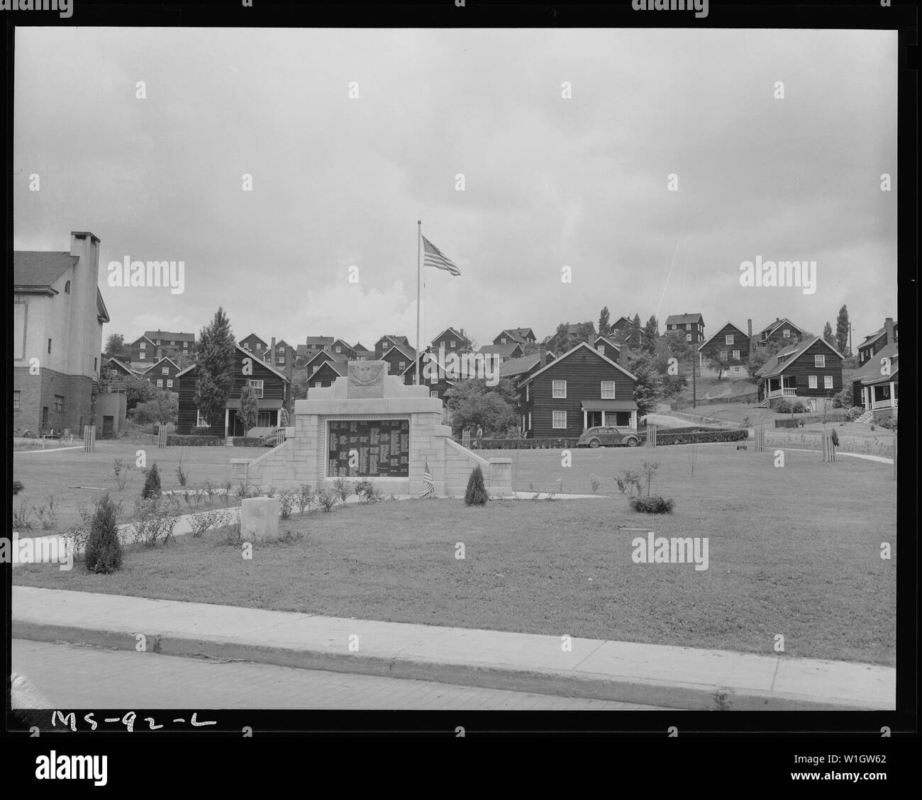 Monument to World War II dead and company housing project. Buckeye Coal