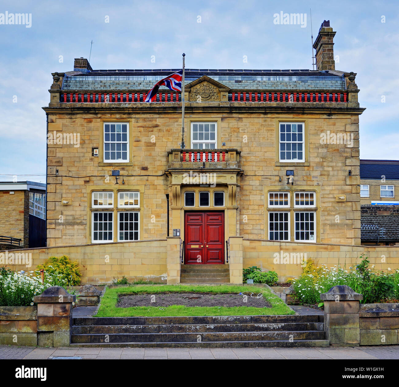The front of Brierfield Town Hall, Lancashire Stock Photo
