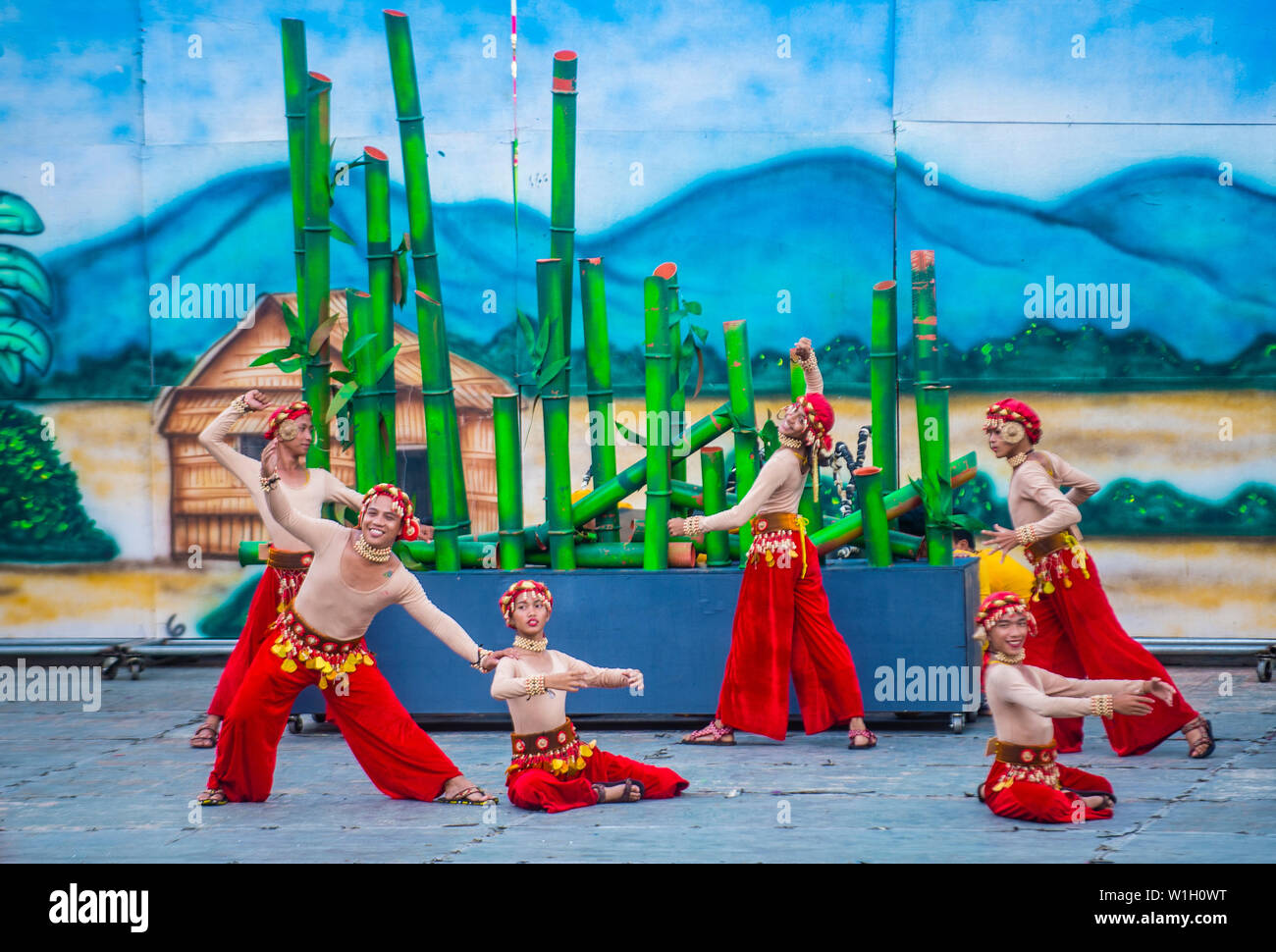 CEBU CITY , PHILIPPINES - JAN 20 : Participants in the Sinulog festival in Cebu city Philippines on January 20 2019. The Sinulog is an annual religiou Stock Photo