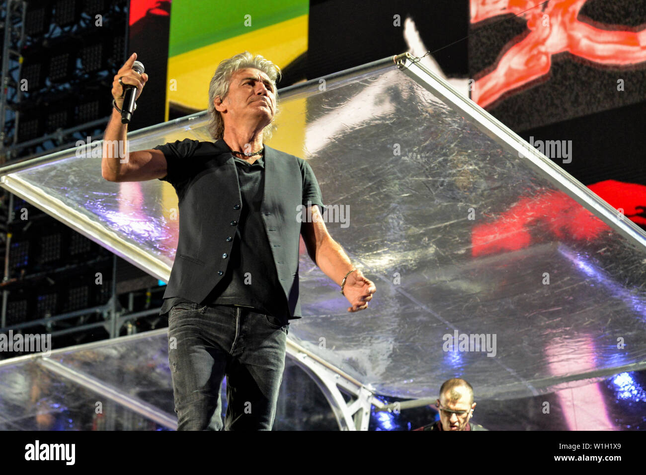 Luciano Ligabue performs live on stage at the Stadio Olimpico Grande Torino in Turin for the “Start Tour 2019”. Stock Photo