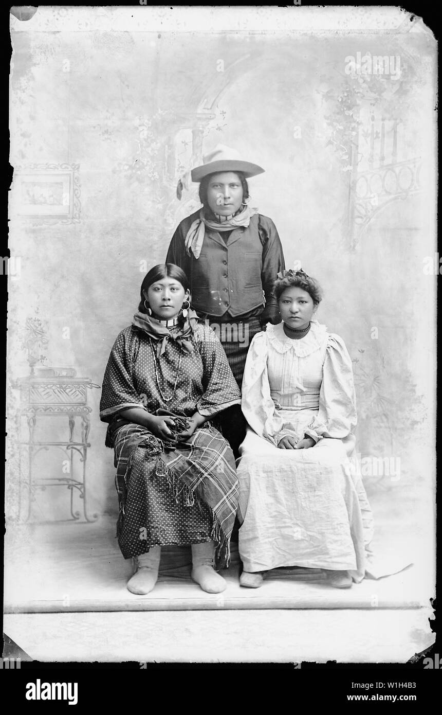 Native Americans from Southeastern Idaho; General notes: This photograph  has been identified by Joanna Scherer as taken by Benedicte Wrensted, whose  photographic studio was located in Pocatello, Idaho. Ms. Scherer is an