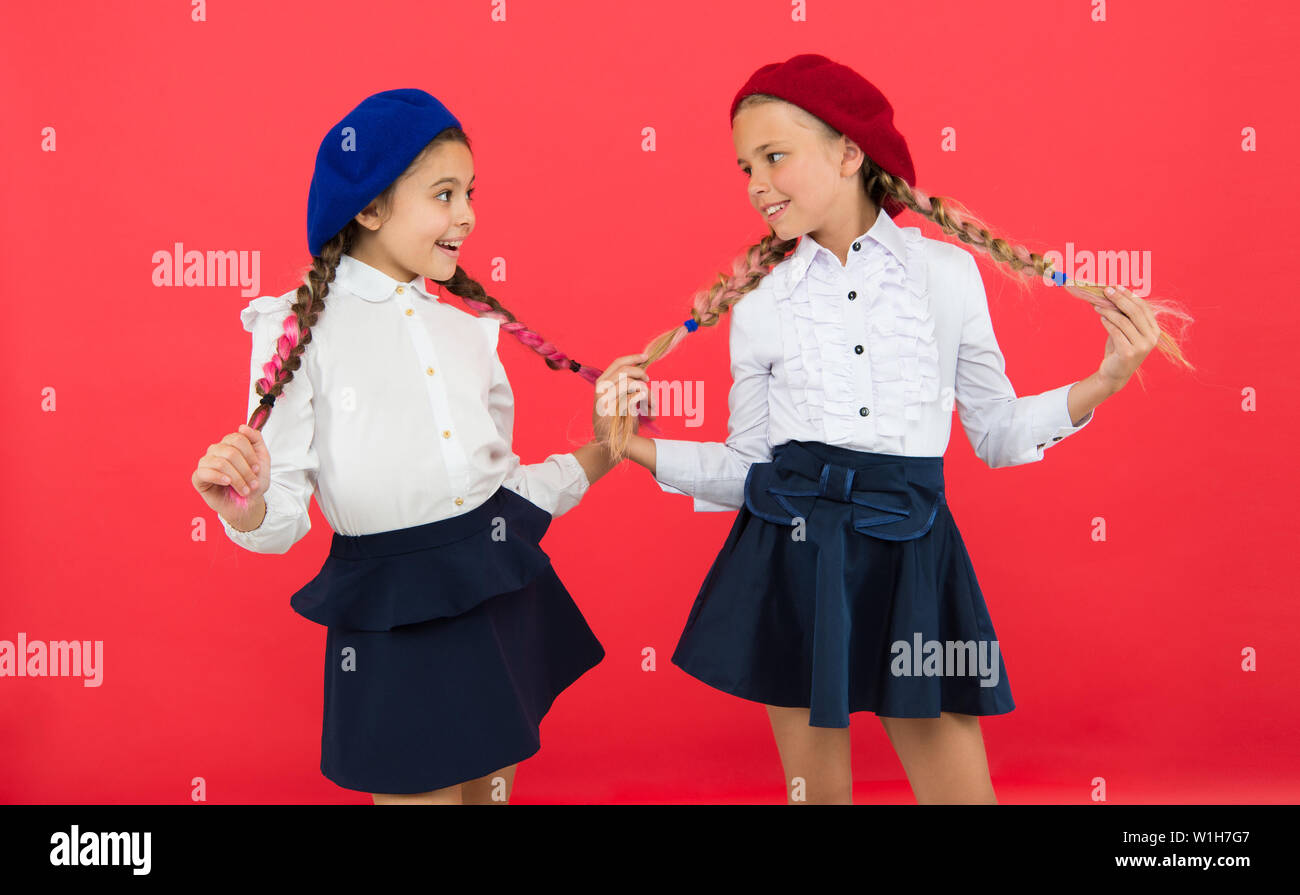 Fancy Style School Friendship On Same Wave Schoolgirls Wear