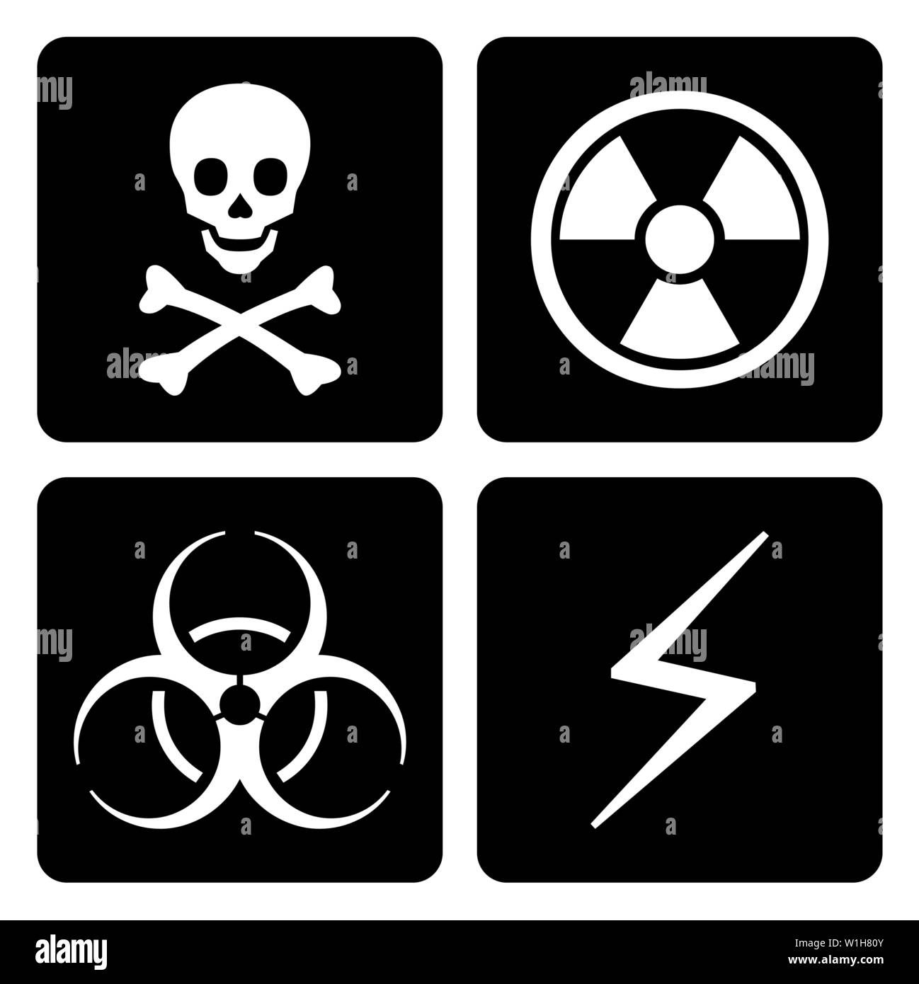 A Black and white Hazard icons set Stock Vector
