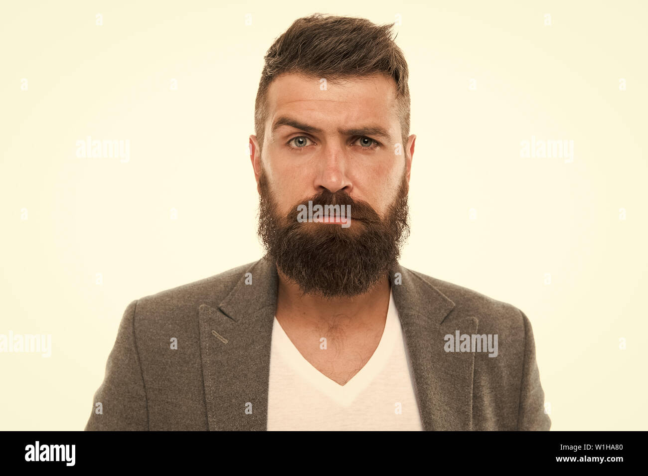 Bearded and confident. Hipster appearance. Beard fashion and barber