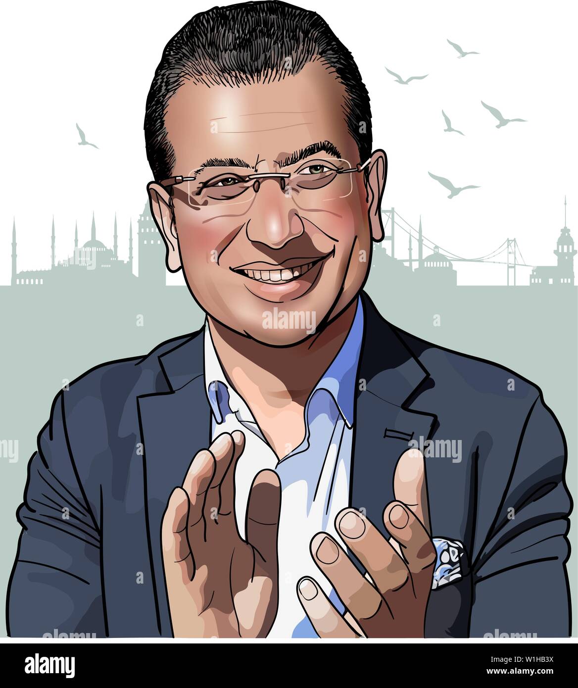 Istanbul, Turkey. Jun 23, 2019 Ekrem Imamoglu is re-elected as Mayor with an overwhelming difference of 806,000 in the cancelled and repeated election Stock Vector