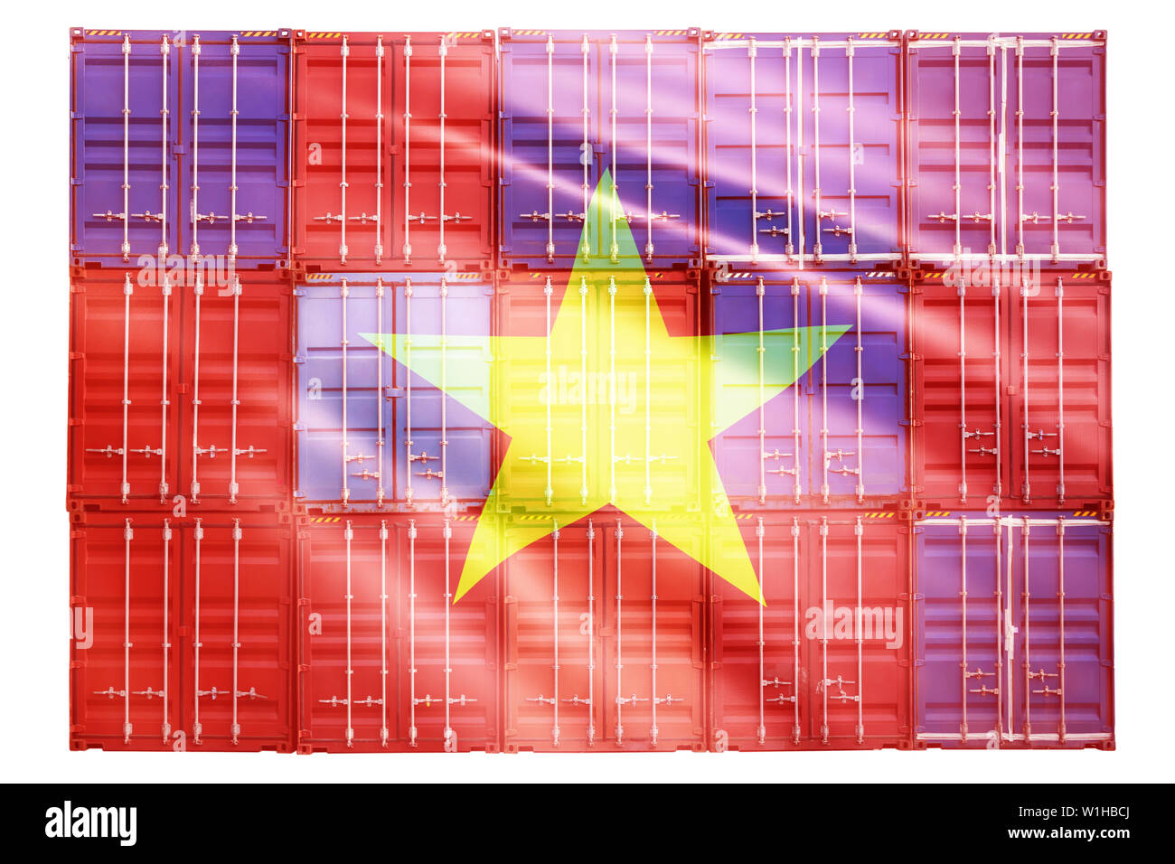Trade war , Made in Vietnam smart logistic concept. Shipping Cargo ship business Container import and export company for Logistics and Transportation. Stock Photo