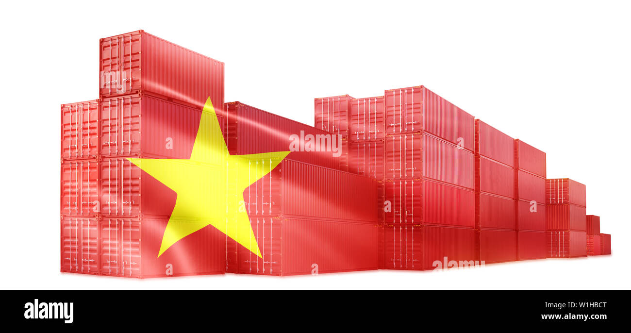Trade war , Made in Vietnam smart logistic concept. Shipping Cargo ship business Container import and export company for Logistics and Transportation. Stock Photo