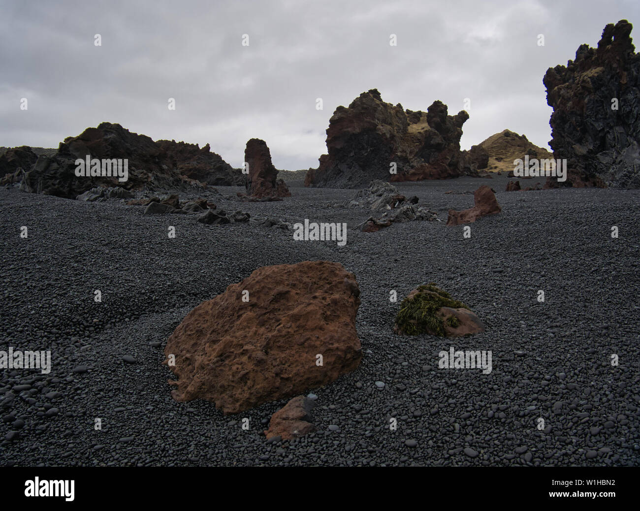 The colourful stones and rocks at Djupalonssandur beach in Iceland Stock Photo