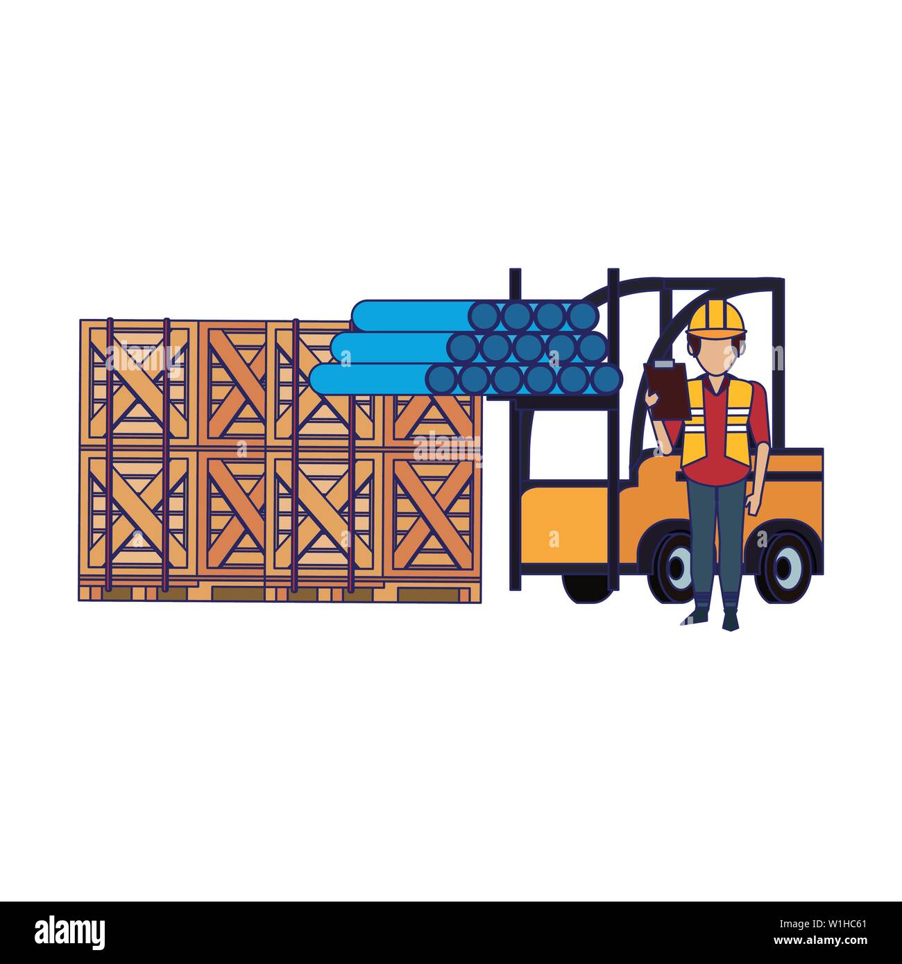 Warehouse worker logistics job concept blue lines Stock Vector Image ...