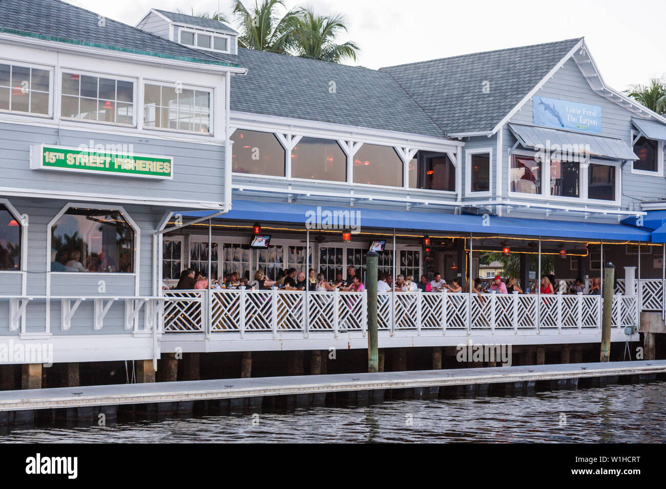 Fort Ft. Lauderdale Florida,15th Street Fisheries,restaurant restaurants food dining cafe cafes,service,cuisine,Intracoastal Stranahan River,seafood,w Stock Photo