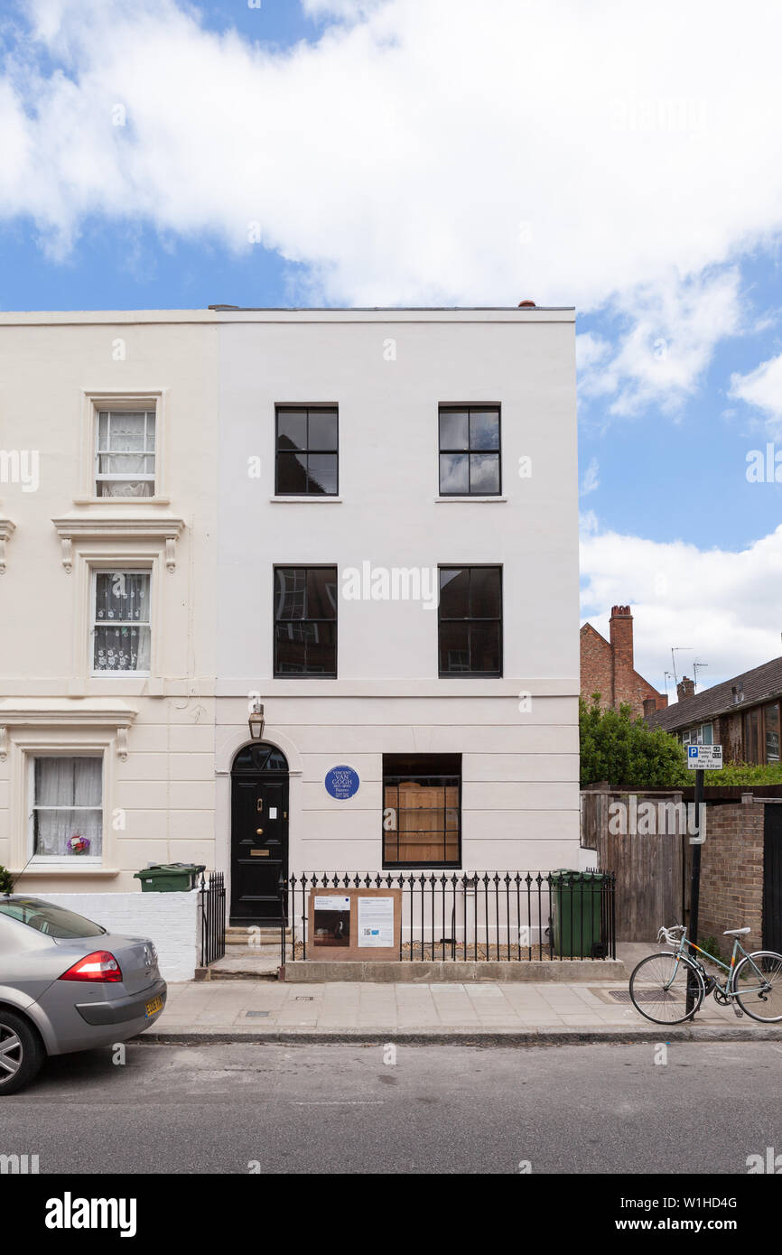 Exterior front view of the recently renovated house that Vincent van Gogh lived in when he first moved to London in 1873. Stock Photo