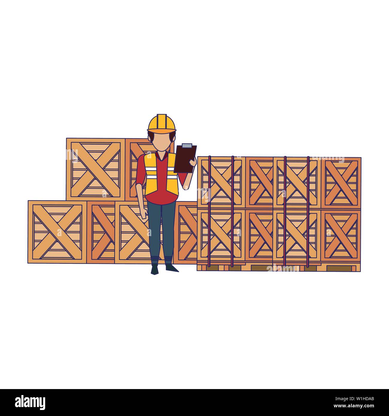 Warehouse worker logistics job concept blue lines Stock Vector Image ...