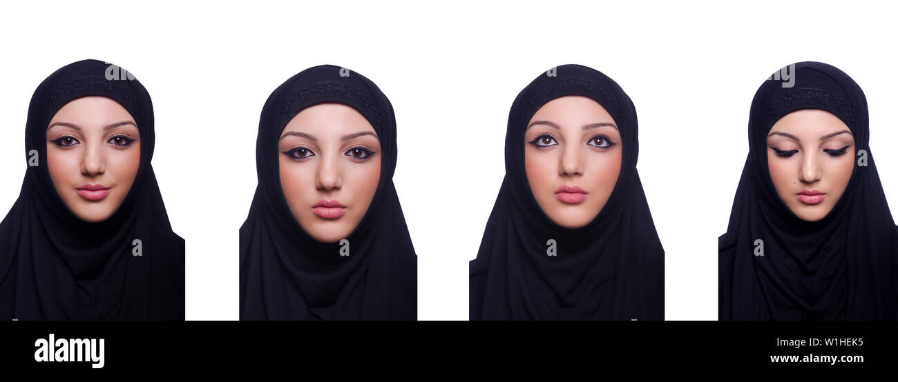 Muslim young woman wearing hijab on white Stock Photo - Alamy