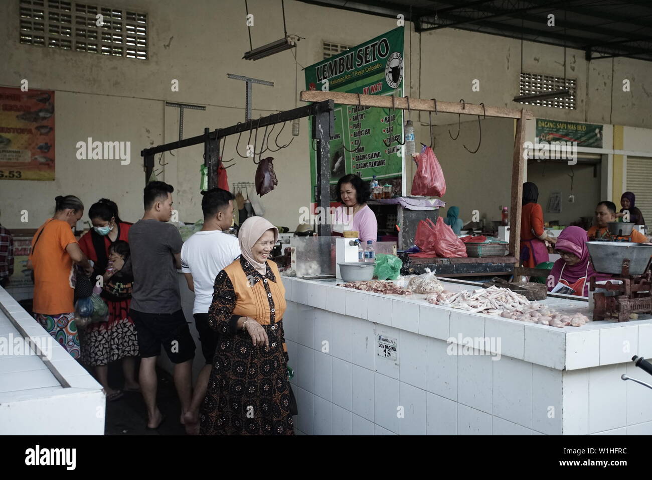 Food sellers in traditional market, Yogyakarta, Indonesia Stock Photo