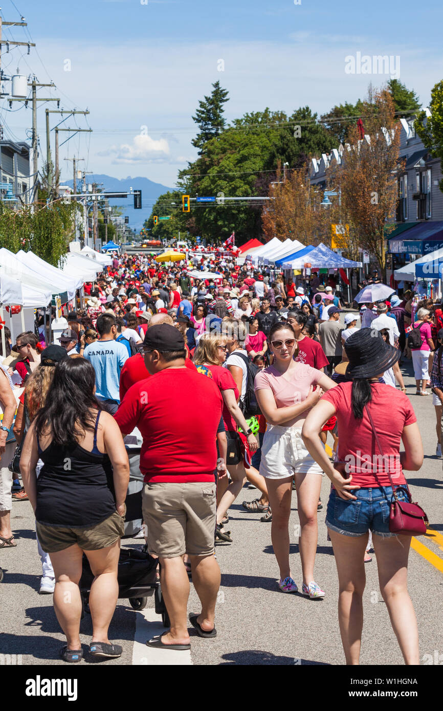 Canada Day street party in Steveston Village British Columbia Canada