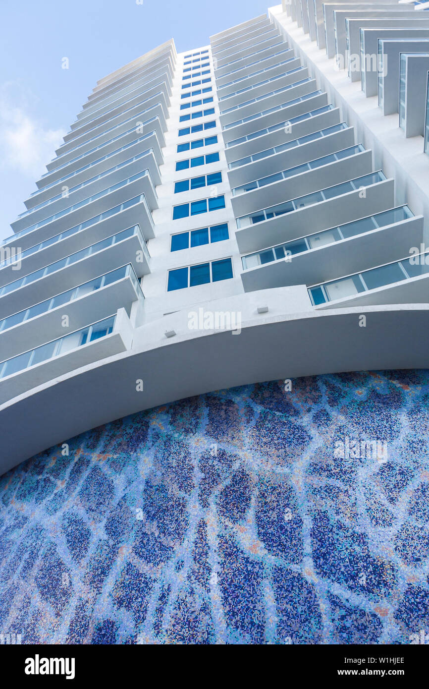 Miami Beach Florida,Collins Avenue,The Crown condominium,residential,apartment,apartments,flat,building,high rise skyscraper skyscrapers building buil Stock Photo