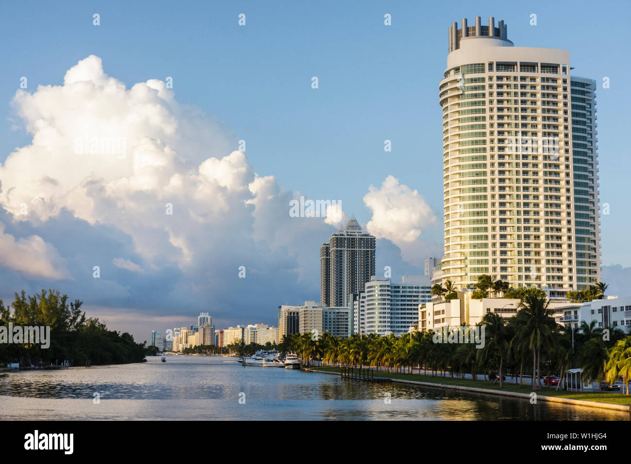 Miami Beach Florida,Collins Avenue,Indian Creek,skyline,Fontainebleau II,luxury,condo hotel,hotels,resort,oceanfront,high rise skyscraper skyscrapers Stock Photo