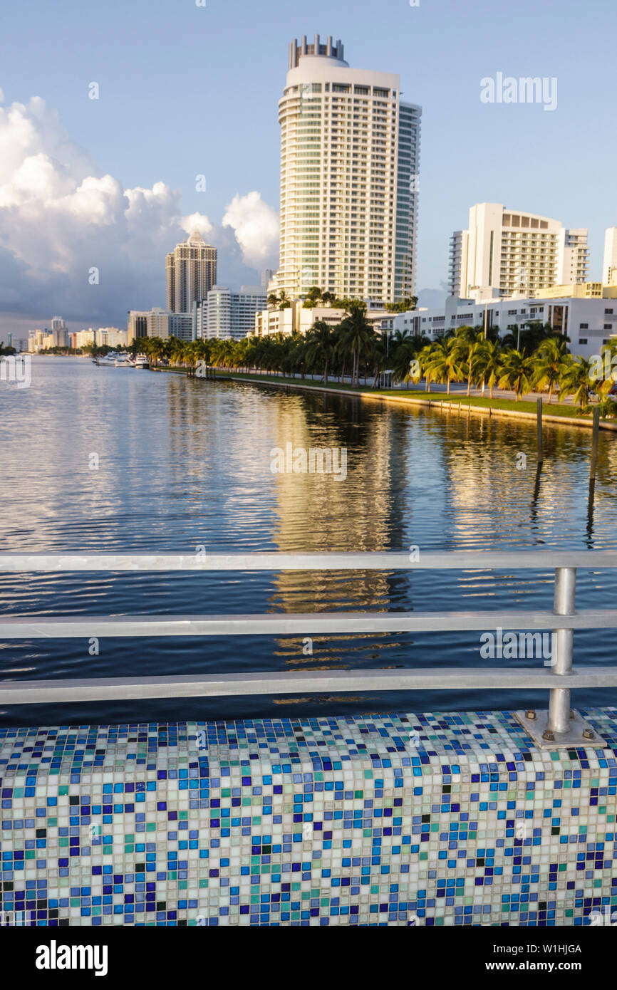 Miami Beach Florida,Collins Avenue,Indian Creek,41st Street Bridge,Fontainebleau II,luxury,condo hotel,hotels,oceanfront,high rise skyscraper skyscrap Stock Photo