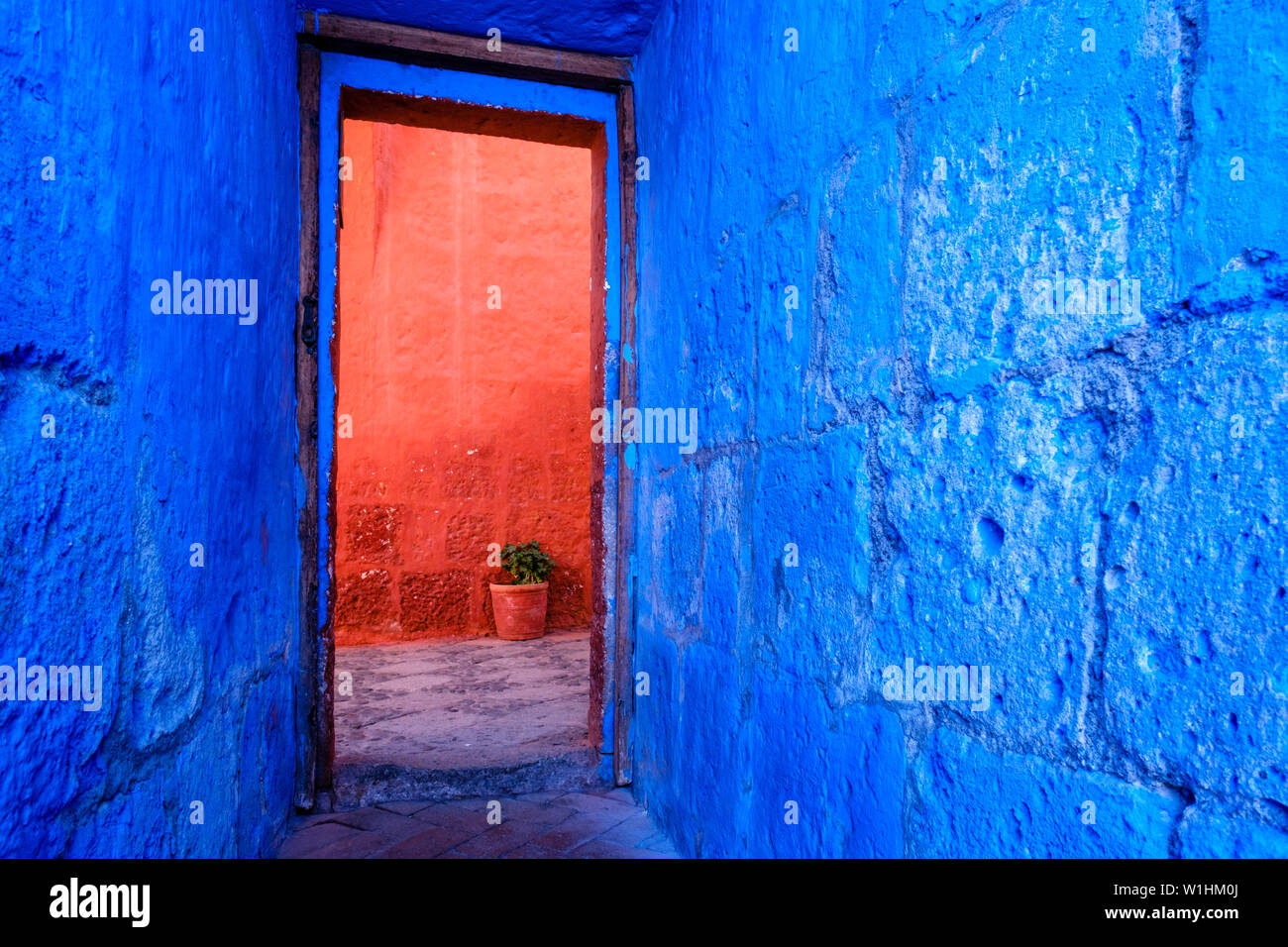 Colourful doorway at the Monastery of Saint Catherine (Monasterio de Santa Catalina), Arequipa, Peru. Stock Photo