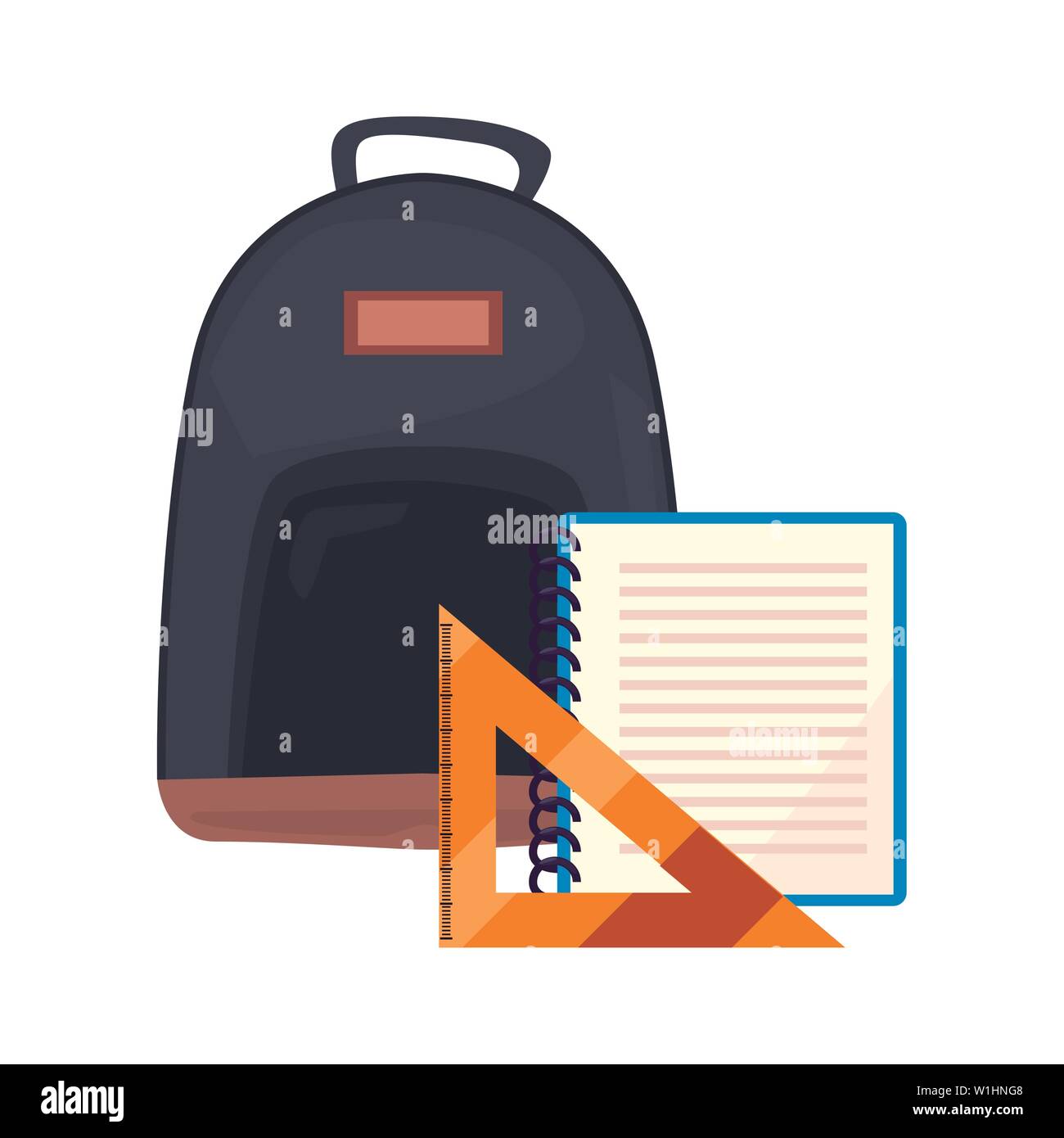 backpack notebook and ruler back to school vector illustration Stock ...