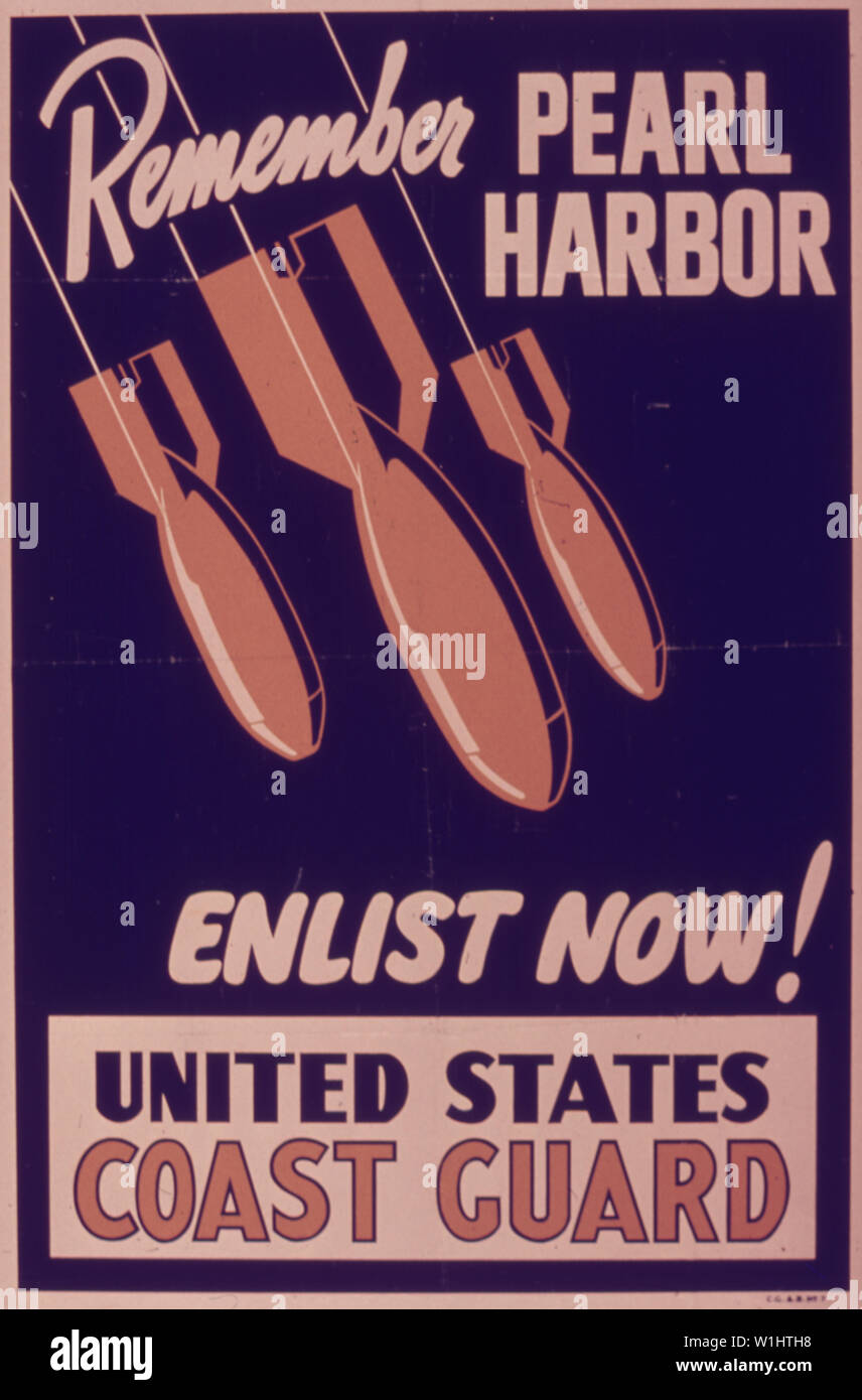 REMEMBER PEARL HARBOR. ENLIST NOW. UNITED STATES COAST GUARD. Stock Photo
