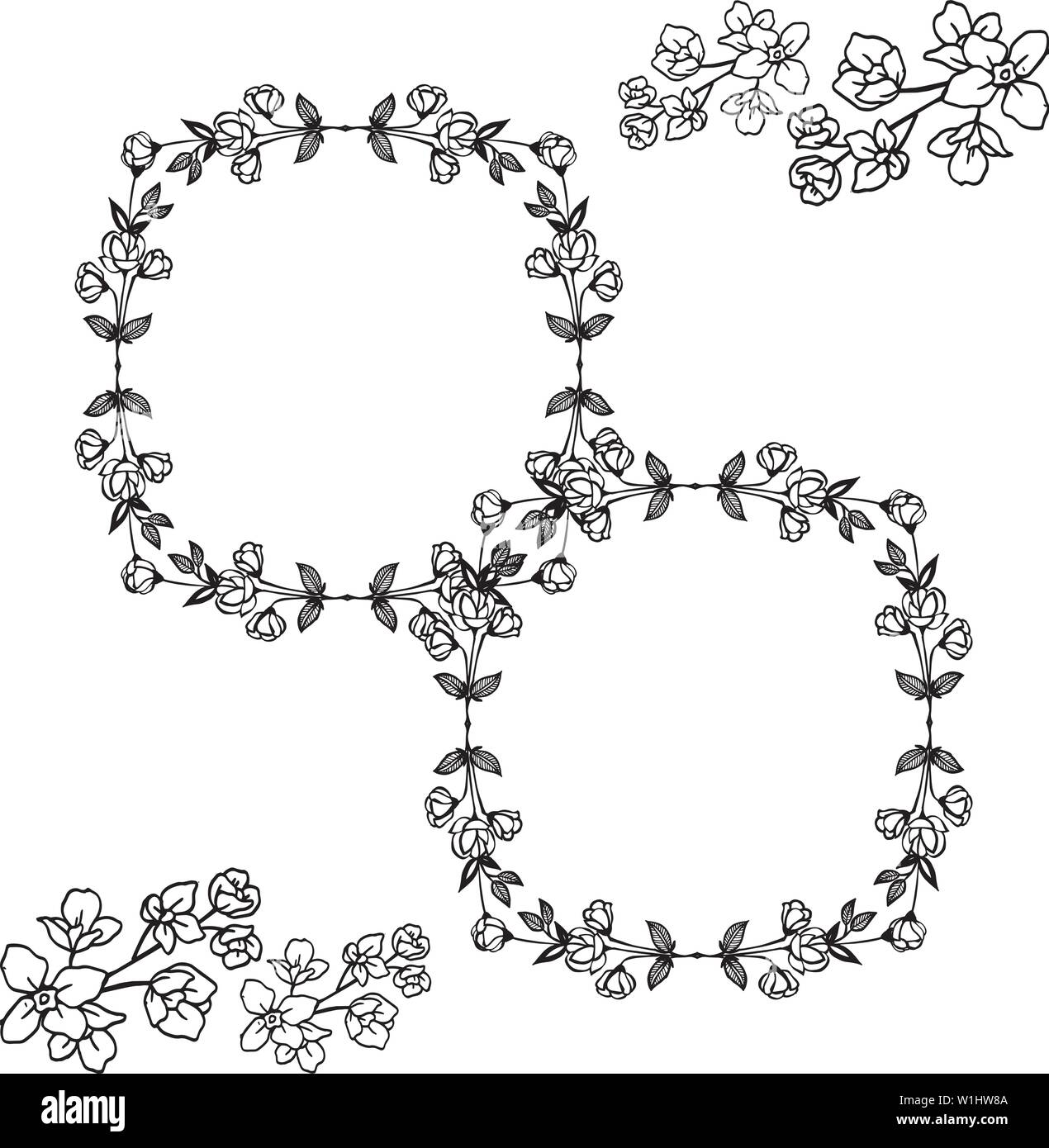 Vector illustration card with beauty of wreath frame hand drawn Stock ...