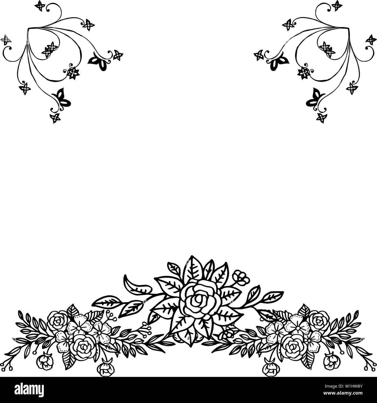 Vector illustration card with beauty of wreath frame hand drawn Stock ...