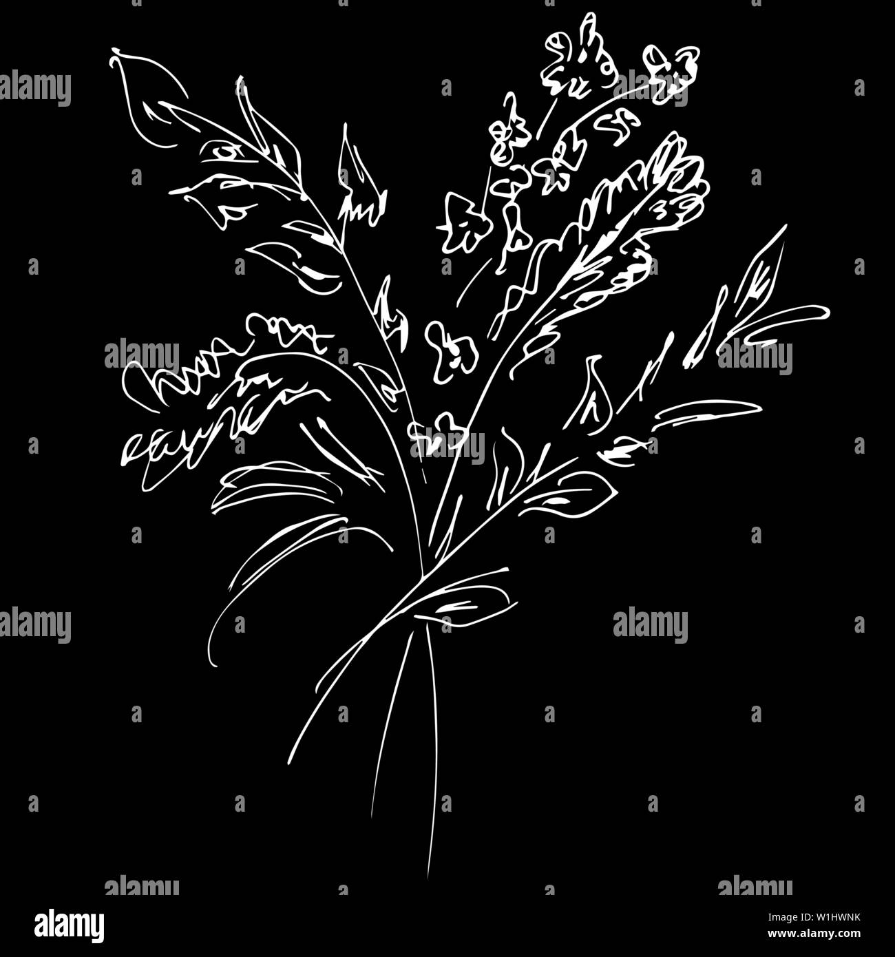 Wildflower Bouquet Black And White