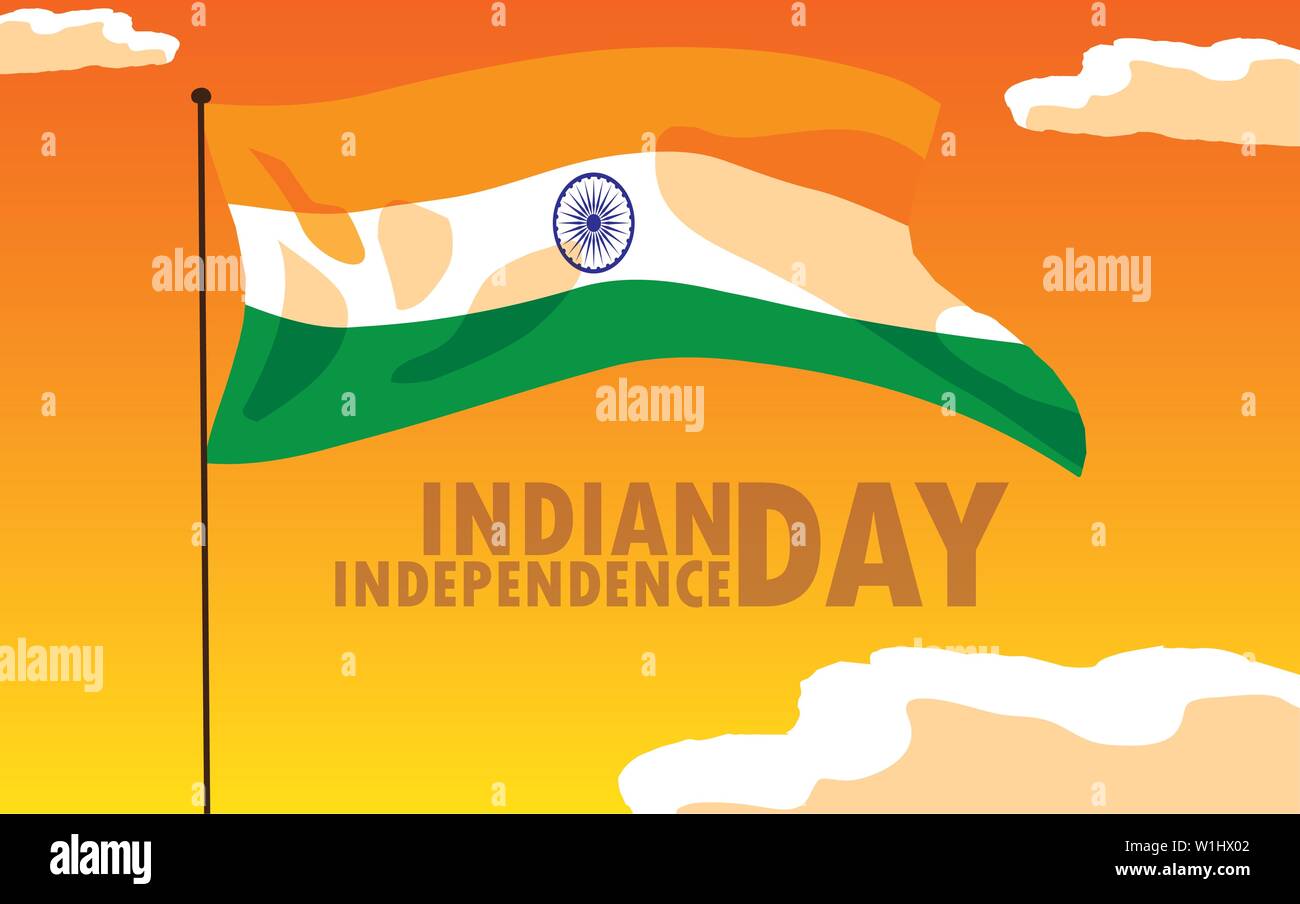 indian independence day poster with flag vector illustration design ...